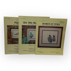 (3) Gayle Benet Native American Cross Stitch Pamphlets #501 #505 #507 VTG 1990s